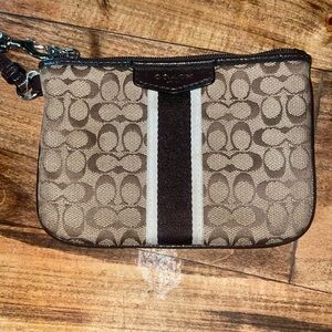 Genuine Coach Signature Canvas Wristlet Card Holder Wallet, damage on the strap